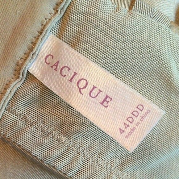 Cacique Smooth Satin Plunge Bra Underwire Size 44DDD French Almond - Picture 3 of 7